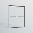 Double Sliding Shower Door, Semi-Frameless Bypass Bathroom Sliding Door With 1/4" (6 Mm) Tempered Glass For Walk-In Shower