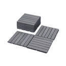 Interlocking Deck Tiles Striped Pattern, Waterproof Anti Mildew Brown