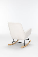 Rocking Chair Nursery, Teddy Upholstered Glider Rocker With High Backrest, Reading Chair Modern Rocking Accent Chairs Glider Recliner For Living Room - Cream