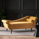 Auroral - Velvet Upholstered Chaise Lounge With Scrolled Arms And Tapered Legs