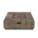 Wellington Square Iron Fire Pit With Wood Pattern Design And 50,000 Btu Output