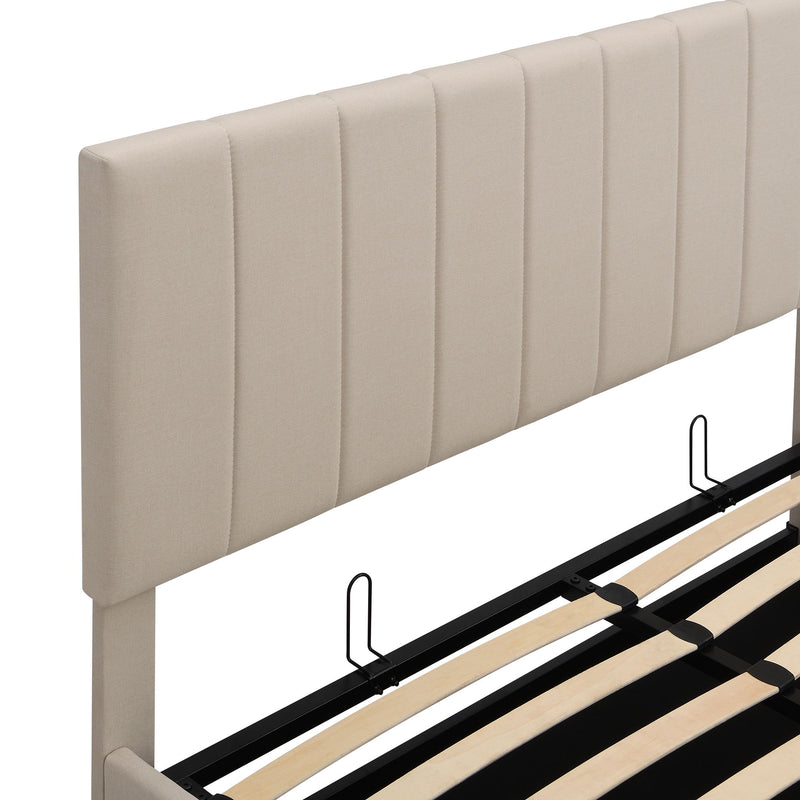Elegant Upholstered Platform Bed With Hydraulic Storage System