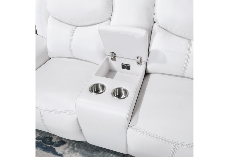 Tiggo - Power Console Reclining Loveseat - Blanche White