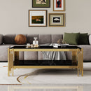 Top And Bottom Double Layer Tempered Glass Table And Mirror Finished Stainless Steel Frame