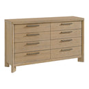 Contemporary 8 Drawer Dresser - Tan