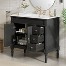 Bathroom Vanity With Ceramic Sink, 2 Doors 3 Drawers, Soft Close Design