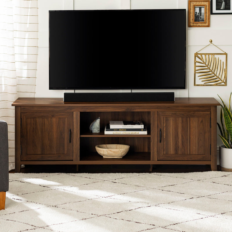 Modern Farmhouse 2 Door Grooved 70" TV Stand For 85" TVs