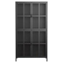 Premium Metal Storage Cabinet With Tempered Glass Doors, Adjustable Shelves, And Anti Tipping Device - Black