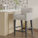 Charmed Upholstered Counter Stool With H Frame Base And Round Arms