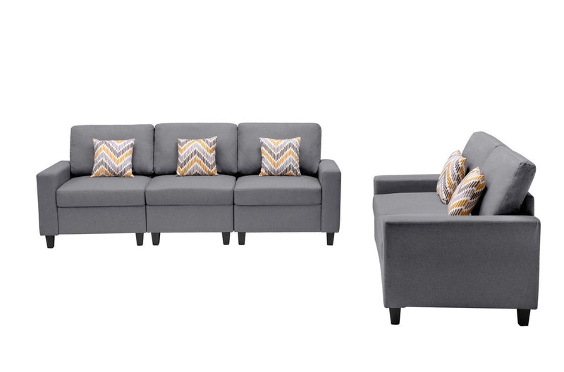 Nolan - Linen Fabric Sofa And Loveseat Living Room With Pillows And Interchangeable Legs