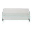 Modern Tempered Glass TV Stand With Shelf And Open Back Design - Clear
