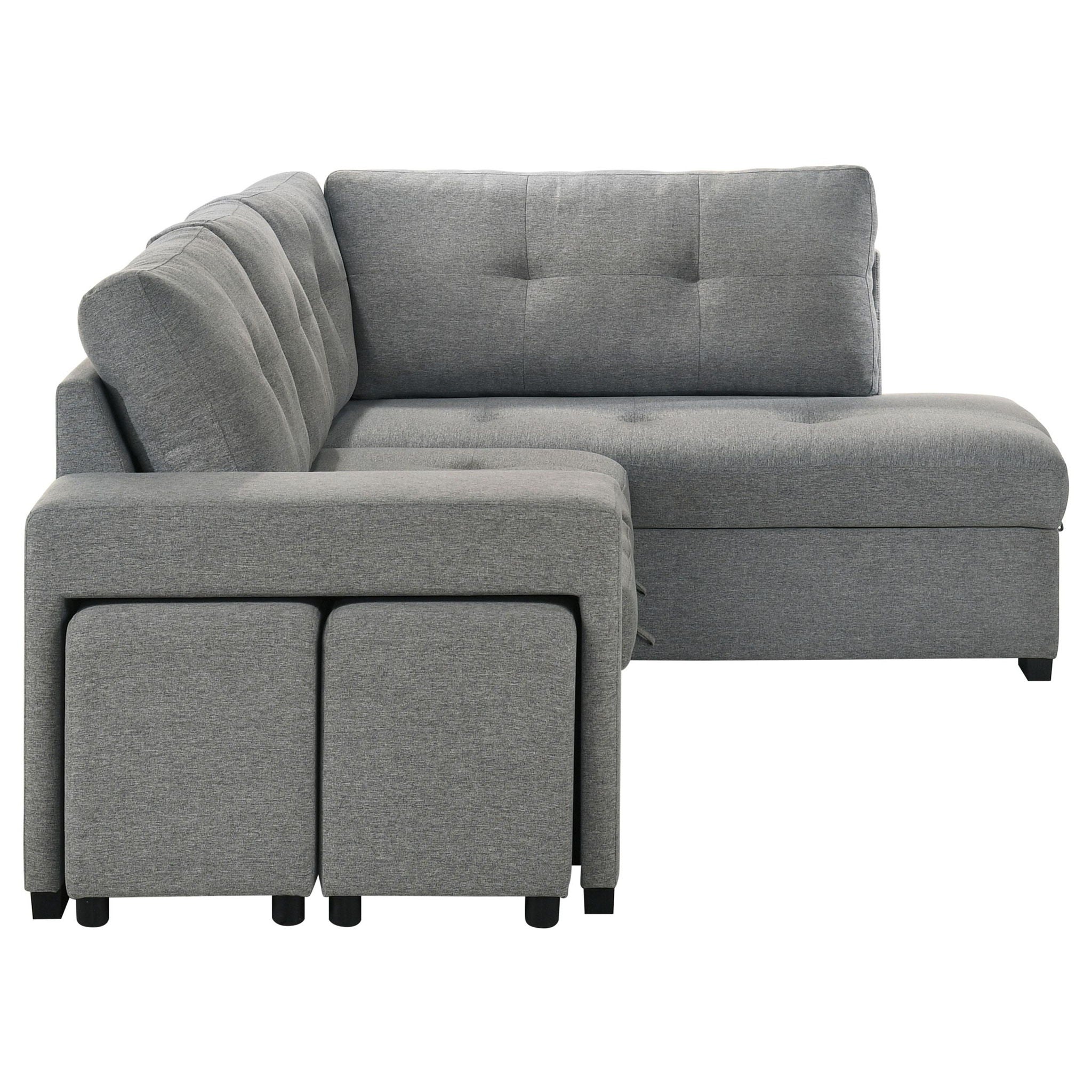 Roanne Fabric Upholstered Sleeper Sectional Sofa Grey - Atlantic Fine Furniture Melbourne FL