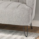 Modern Loveseat With Channel Stitching And Iron Legs - Light Gray