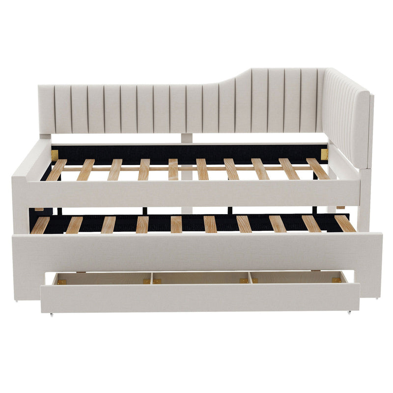 Upholstered Daybed With Trundle And 3 Drawers