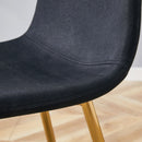Luxury Simple Chair (Set of 4) Linen Cotton High Resilience Dining Chair With Metal en Legs - Black / Gold