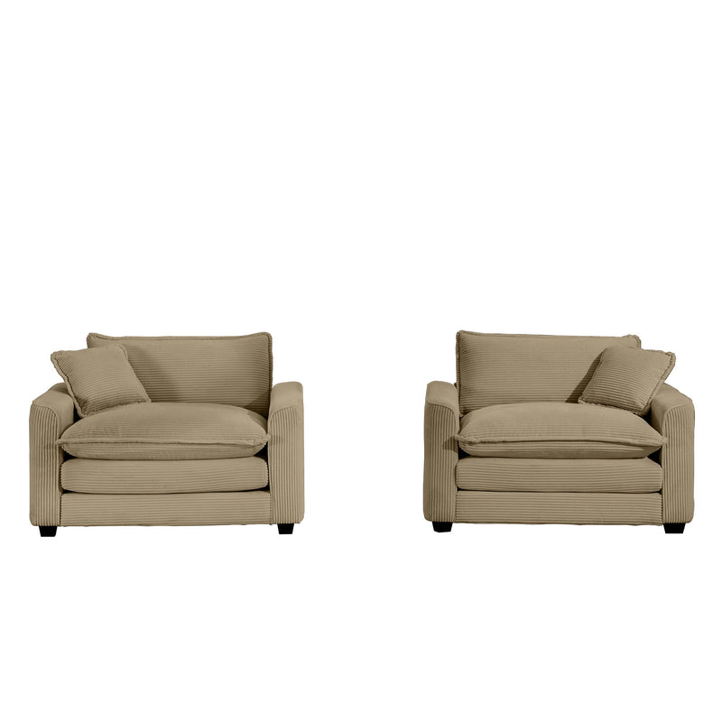 Modern Classic Corduroy Fabric Single Chair Deep Seat Sofa With Pillow