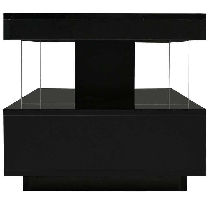 LED Coffee Table With 2 Drawers And Display Shelves