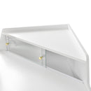 Modern Corner Makeup Vanity Desk With Large Storage, LED Mirror & Stool, Adjustable Brightness, Space Saving - White