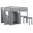 Loft Bed With Stairs, Bookshelf, Drawers, Desk & Wardrobe, Space Saving Multifunctional Furniture