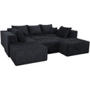 Luxury 8 Piece Modular U Shaped Sectional Sofa With Oversized Chaise Lounge And Bed Corduroy Upholstery