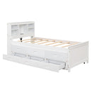Platform Bed With Storage Headboard, USB, Trundle And 3 Drawers