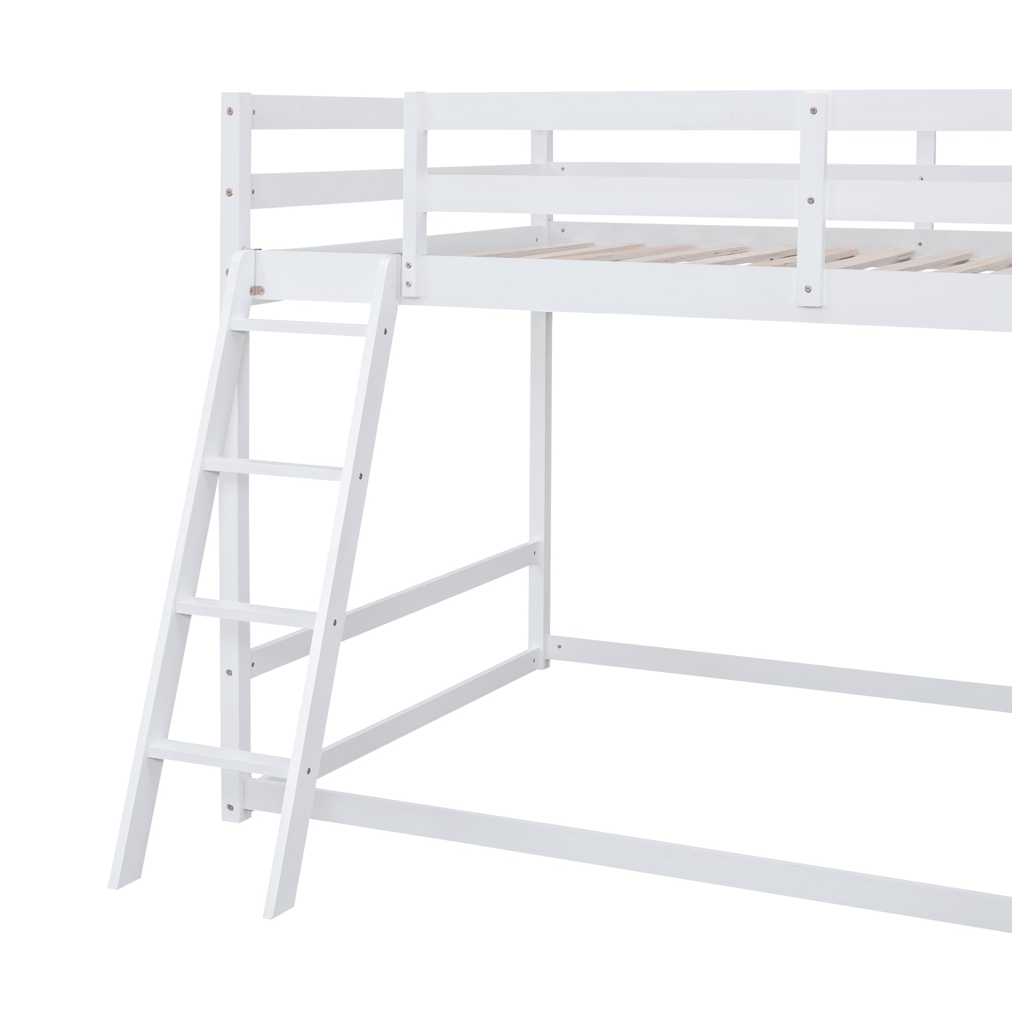 Full over Full Bunk Bed with Ladder, Slide and Shelves, White - Atlantic Fine Furniture Melbourne FL