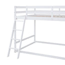 Full over Full Bunk Bed with Ladder, Slide and Shelves, White