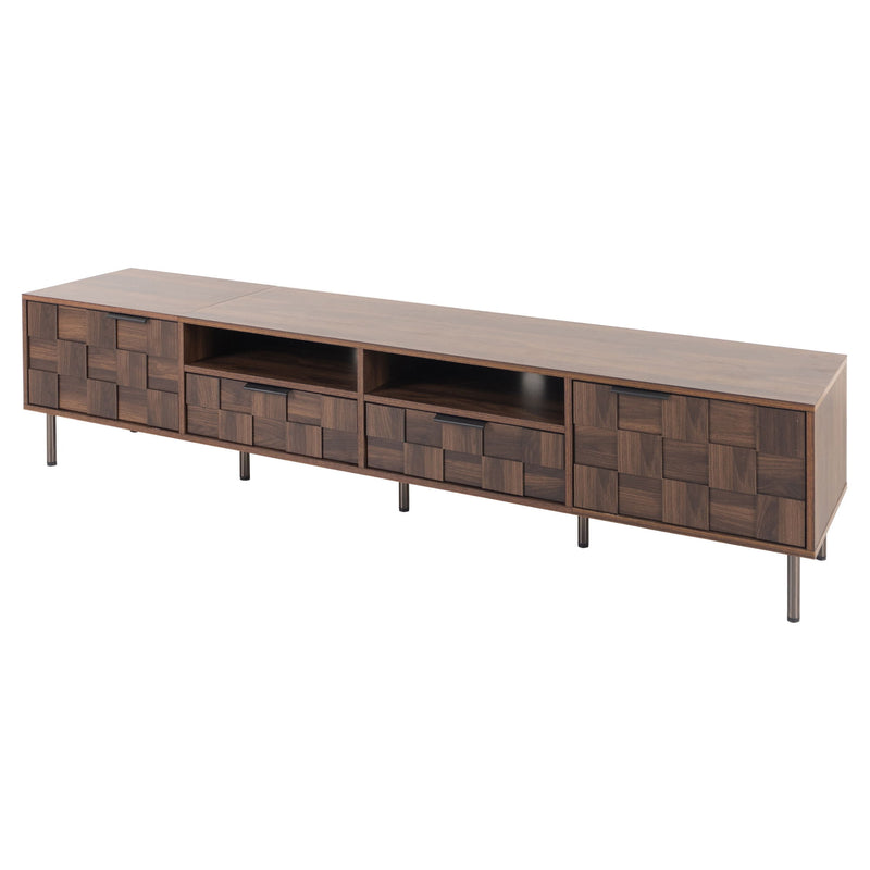 Mid Century TV Stand With 2 Drawers, Media Console Table For Tvs Up To 85'', Entertainment Center With Storage For Living Room - Dark Brown