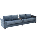 Modern 4 Seater Corduroy Sofa Couch With USB Ports And Hidden Storage