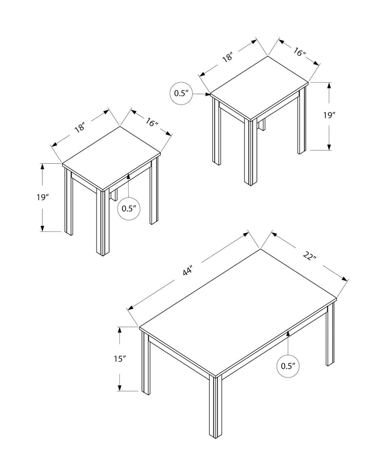 Table Set, Coffee, End, Side, Accent For Living Room, Transitional (Set of 3) - Oak