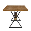 Farmhouse Style X Shaped Legs Dining Table With Moulded Details - Brown