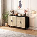 Elegant And Functional 4 Door Rattan Decorative Storage Cabinet