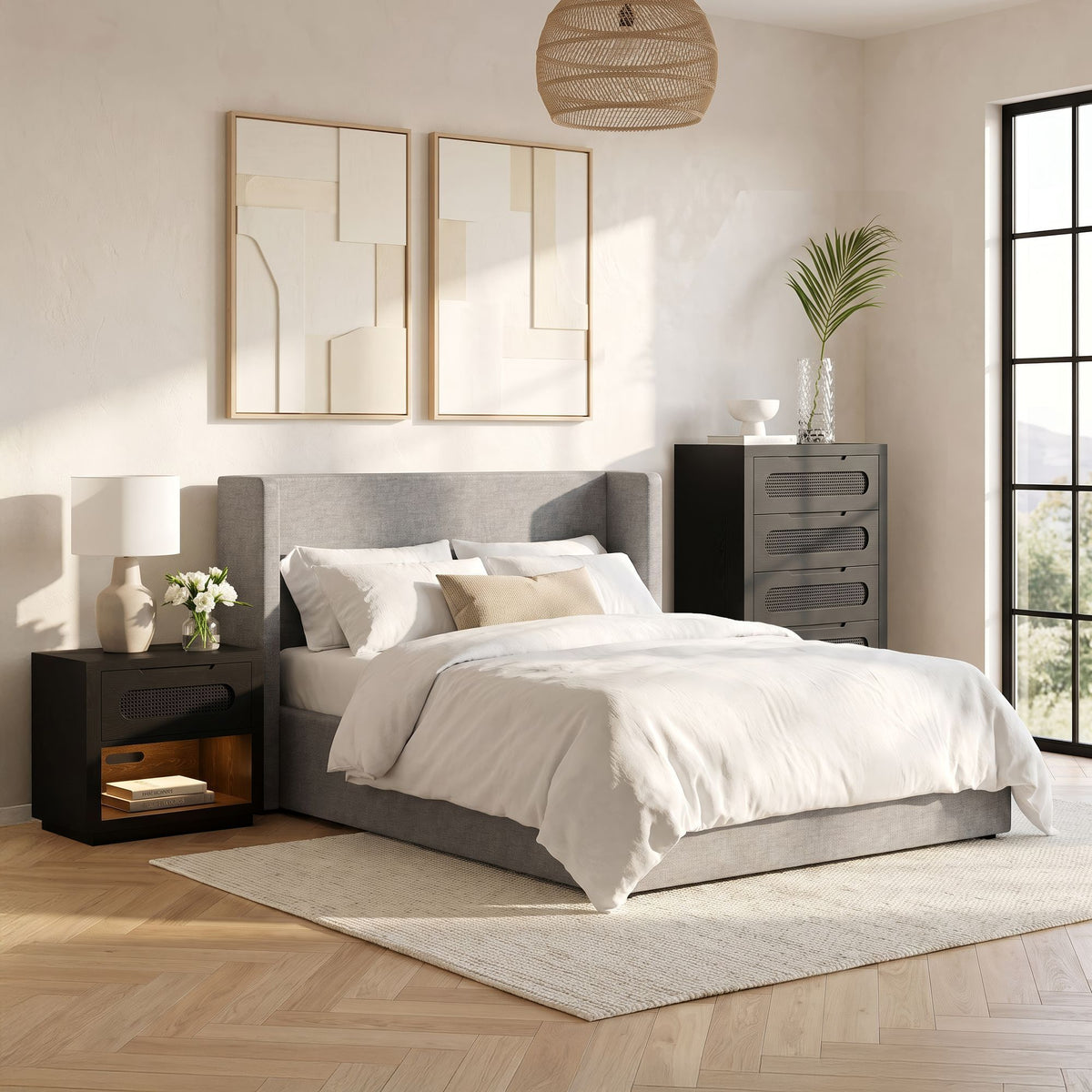 Angeline Complete Non-Storage Bed in Gray by Elements International, view 10
