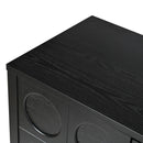 Stylish Storage Cabinet Sideboard With Unique Geometric Circle Door Design - Black
