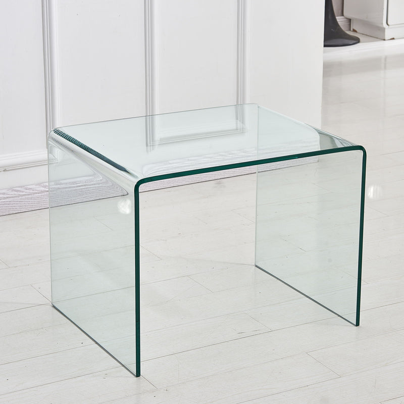 Small Clear Glass Side & End Table, Tempered Glass End Table Small Coffee Table - Transparent