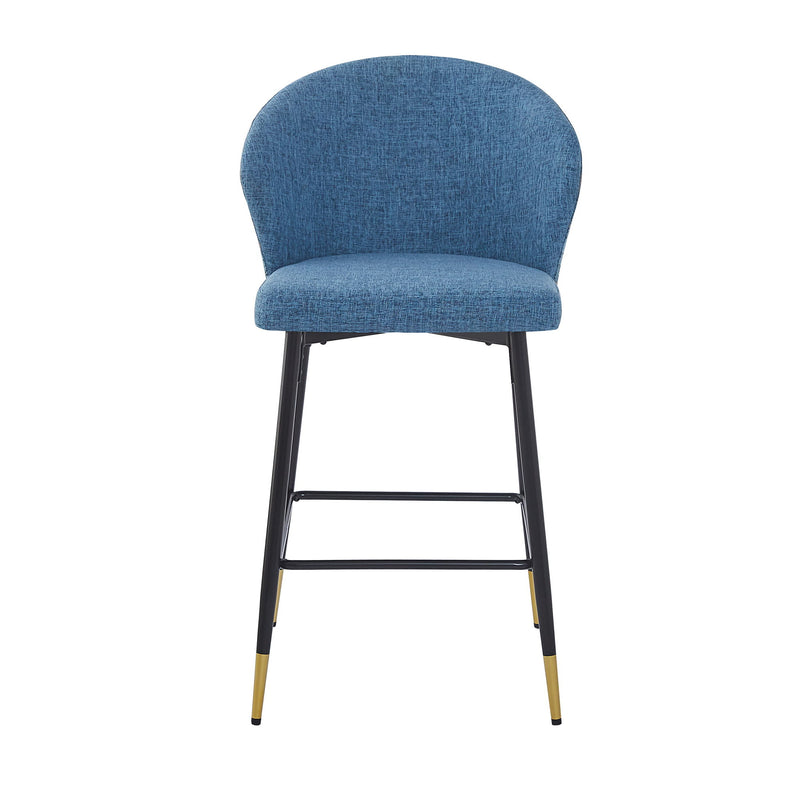Counter Height Bar Stools (Set of 2), Jacquard Upholstered, Metal Footrest