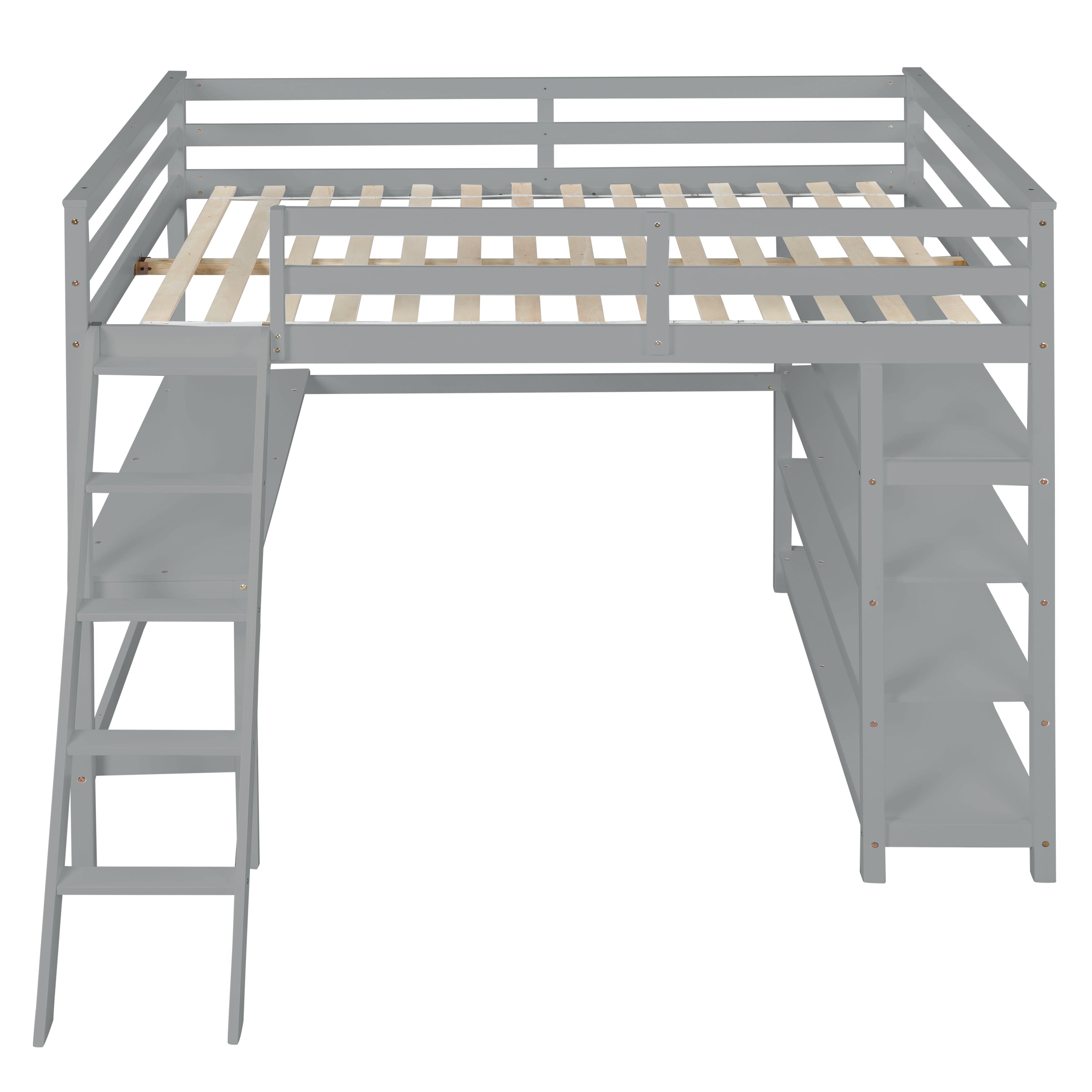 Loft Bed Full with desk,ladder,shelves , Grey