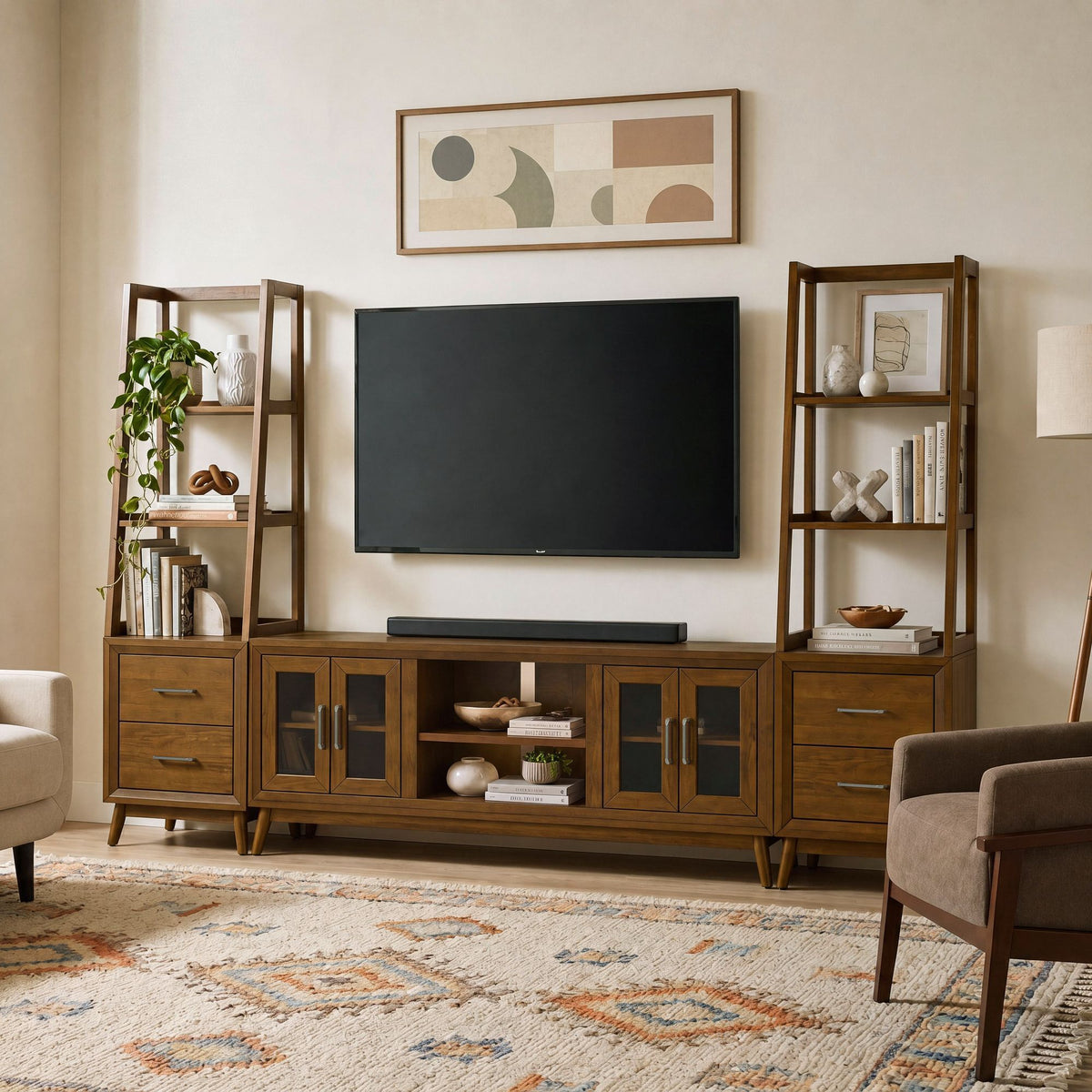 Santa Barbara 5 Piece Entertainment Unit in Dark Brown by Elements International, view 9