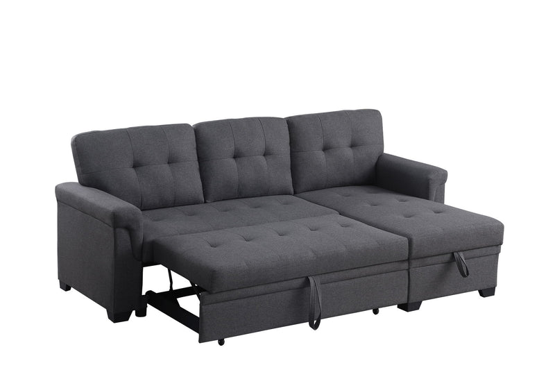 Lucca - Linen Reversible Sleeper Sectional Sofa With Storage Chaise