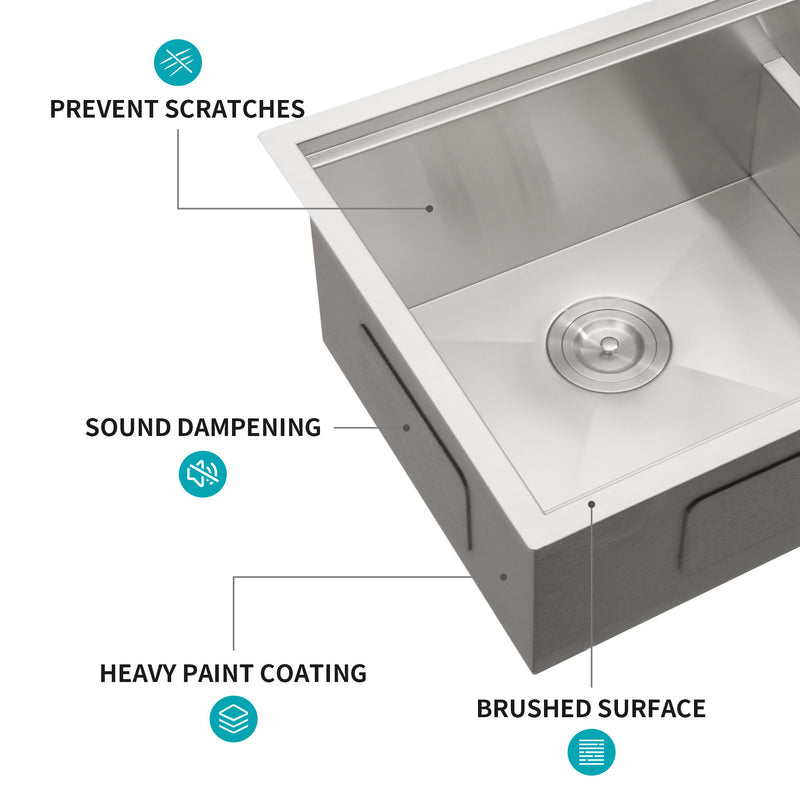 Stainless Steel Undermount Kitchen Sink With Double Bowl