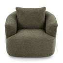 360° Swivel Barrel Sofa Chair With Throw Pillow, Chenille Upholstered Accent Chair