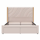 Modern Upholstered LED Bed Frame With Storage Drawers, Wingback Headboard, RGB Light