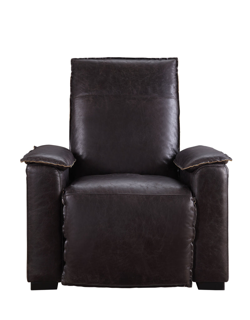 Misezon - Top Grain Leather Power Motion Recliner - Dark Brown