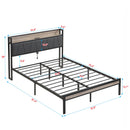 Modern Platform Bed Frame With Upholstered Storage Headboard, USB Ports