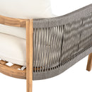 2 Pieces Outdoor Acacia Furniture Set, Woven Rope Outdoor Patio Loveseat, 2 Seat Deep Seating Group With Cushions And Coffee Table For Porch - Teak / Gray / Beige