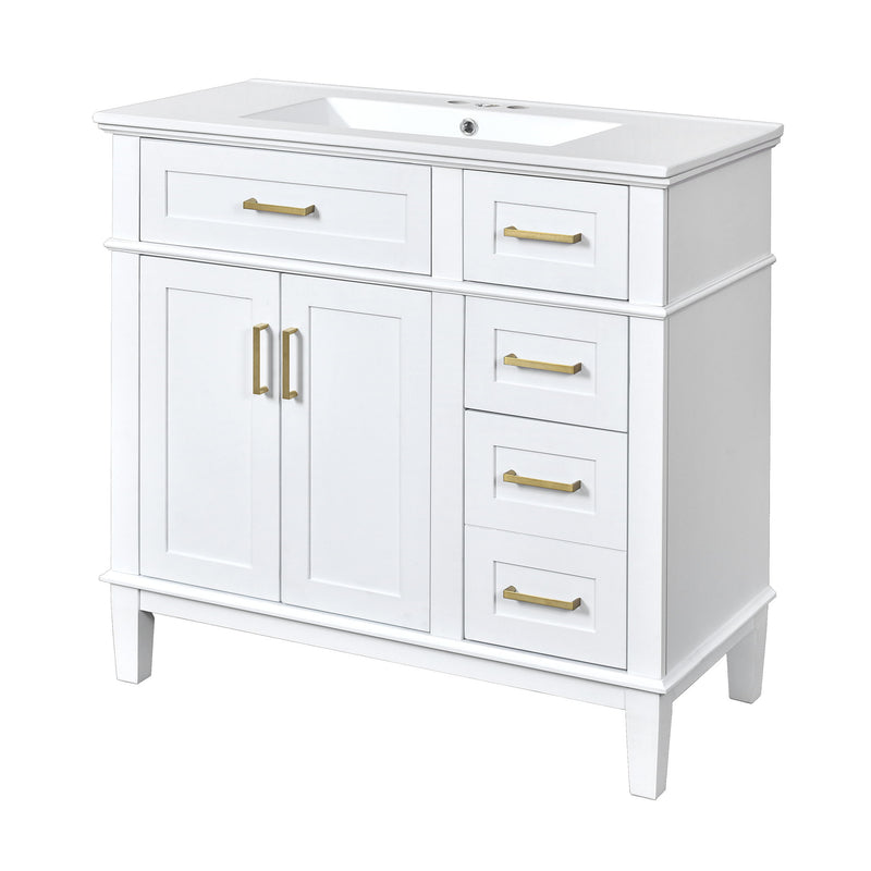Modern Bathroom Vanity With Ceramic Sink, Soft Close Storage Cabinet