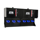 Wall Mounted Double Door Storage Cabinet With Tool Rack And Hooks, Stainless Steel - Black / Red