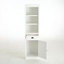 Retro Style 75'' Tall Display Shelf With Cabinet For Hallways Living Room Kitchen - White