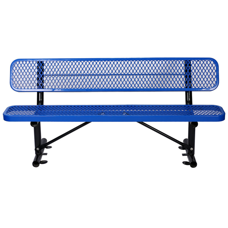 6' Outdoor Steel Bench With Backrest