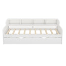 Twin Size Wooden Day Bed with Trundle for Guest Room, Small Bedroom, Study Room, White